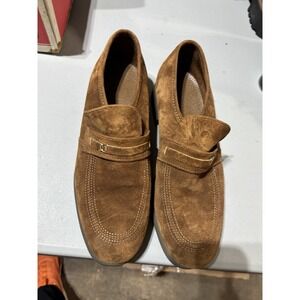 Vintage Mens  Retro Hush Puppies Caramel Brown Suede Loafers Size 10 NIB‎